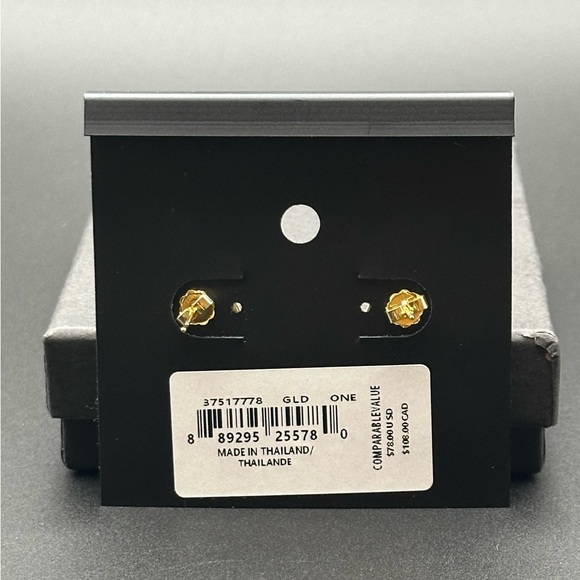 NWT Coach Signature C Mother of Pearl Coin Stud Earrings - Gold Tone - Picture 4 of 6